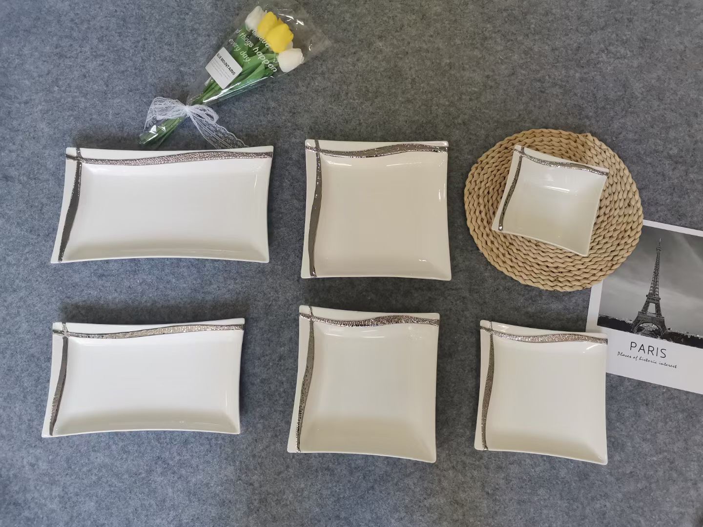 简约风链条镀银餐盘YS001永盛