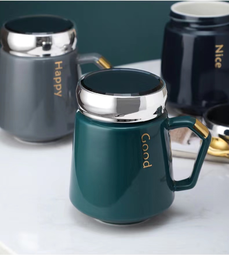 Yongsheng mug with lid, large-capacity ceramic household cup Specification image