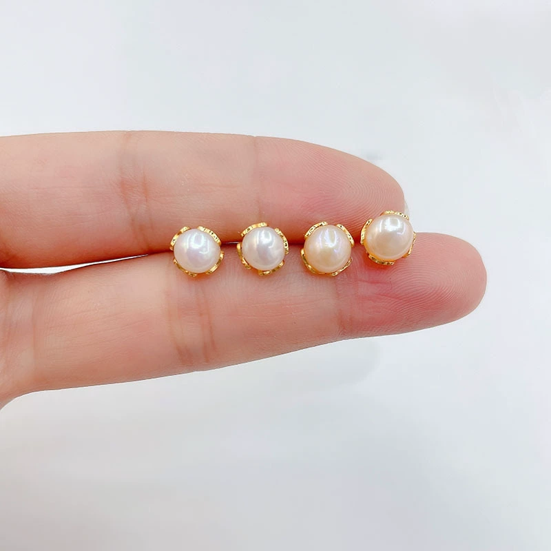 New minimalist and elegant freshwater pearl stud earrings, handcrafted pearl 14K gold-plated stud earrings, earrings and pearl pendants Specification image