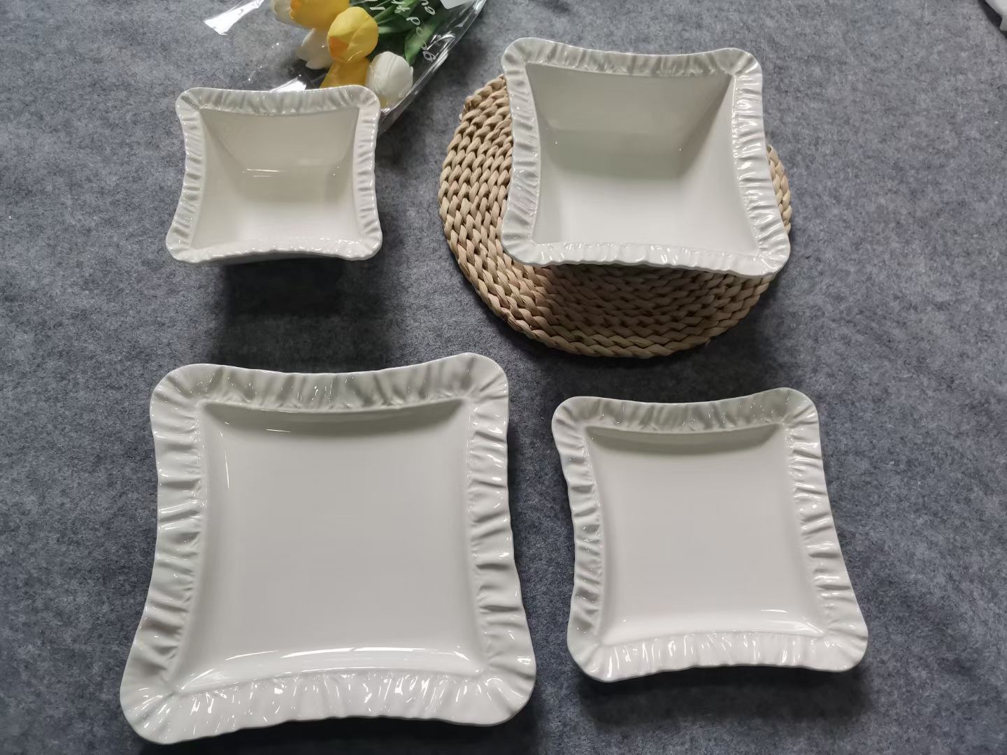 枕头纹/白瓷/简约风白底实物图