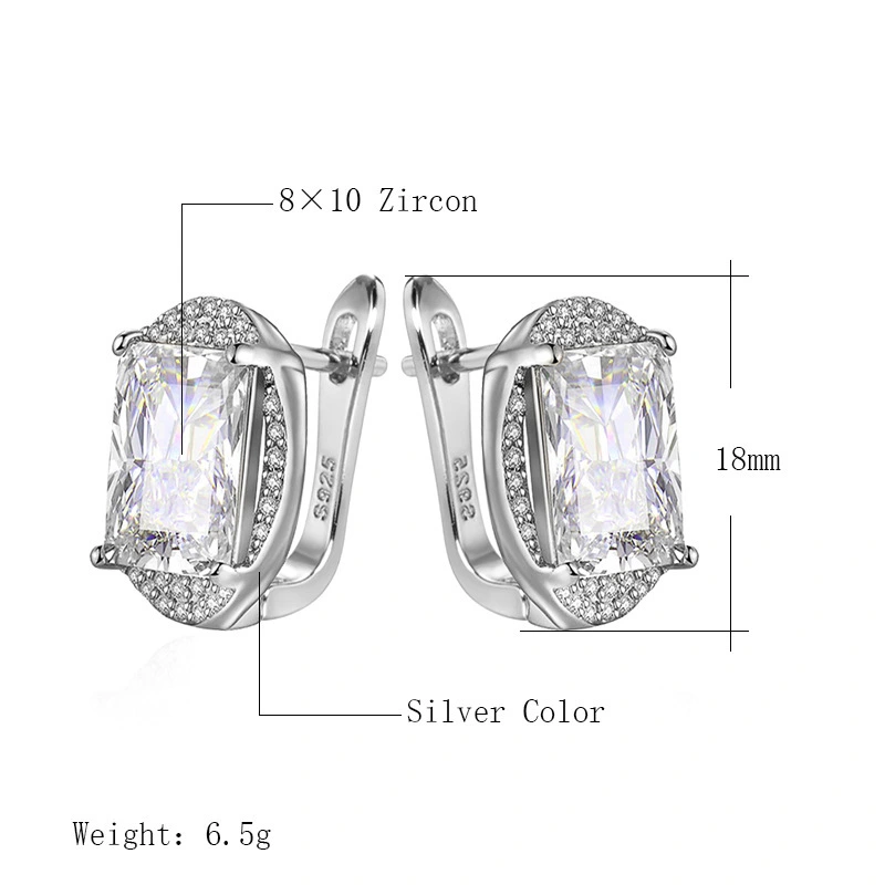 Hot-selling zircon earrings, exquisite and fashionable 18K gold Korean-style small ear studs, simple and trendy earrings and jewelry wholesale detail image 3