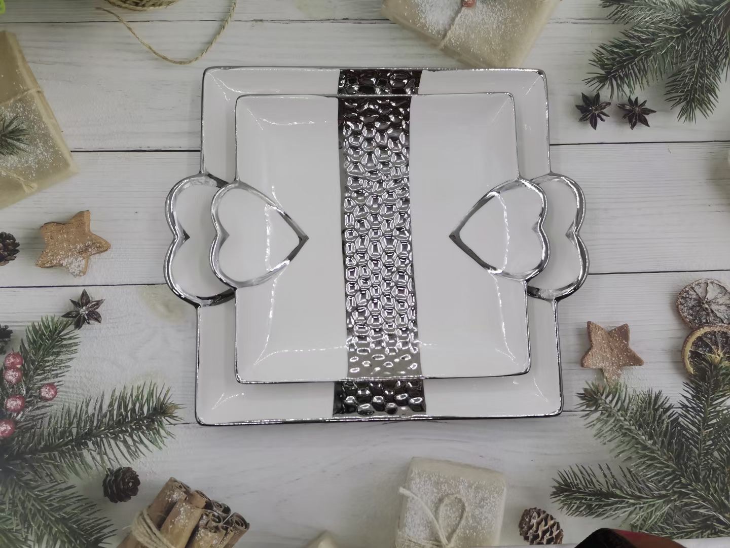 电镀银色/爱心蜂窝/简约风细节图