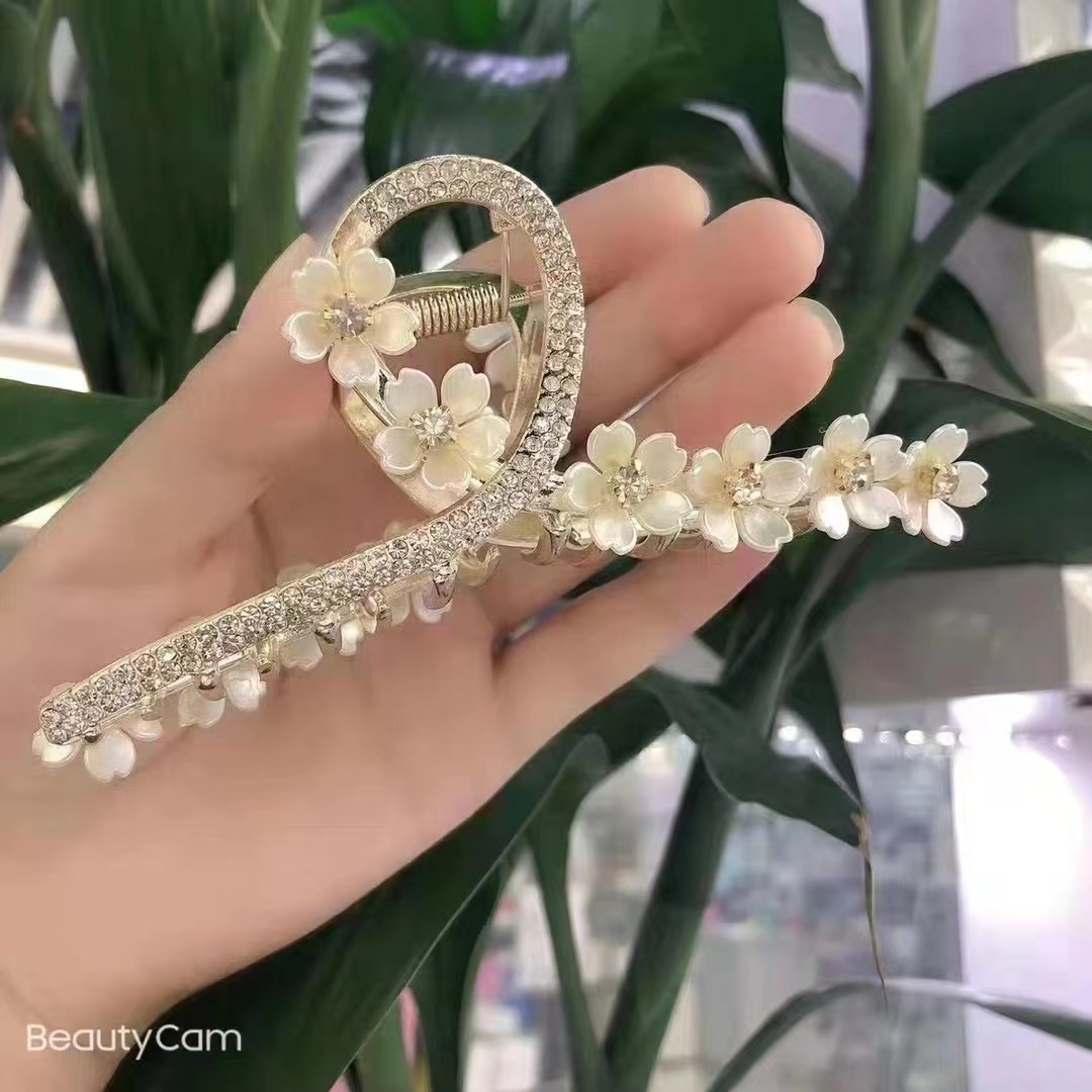 闻悦饰品发夹厂家直销贝壳花合金抓夹