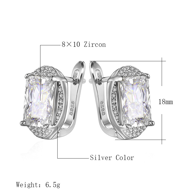 Hot-selling zircon earrings, exquisite and fashionable 18K gold Korean-style small ear studs, simple and trendy earrings and jewelry wholesale Specification image