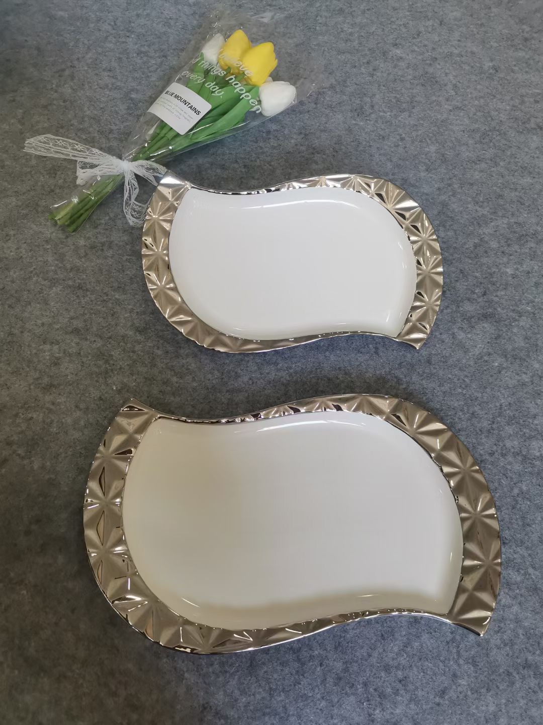 钻石系列/电镀银色/陶瓷餐盘产品图
