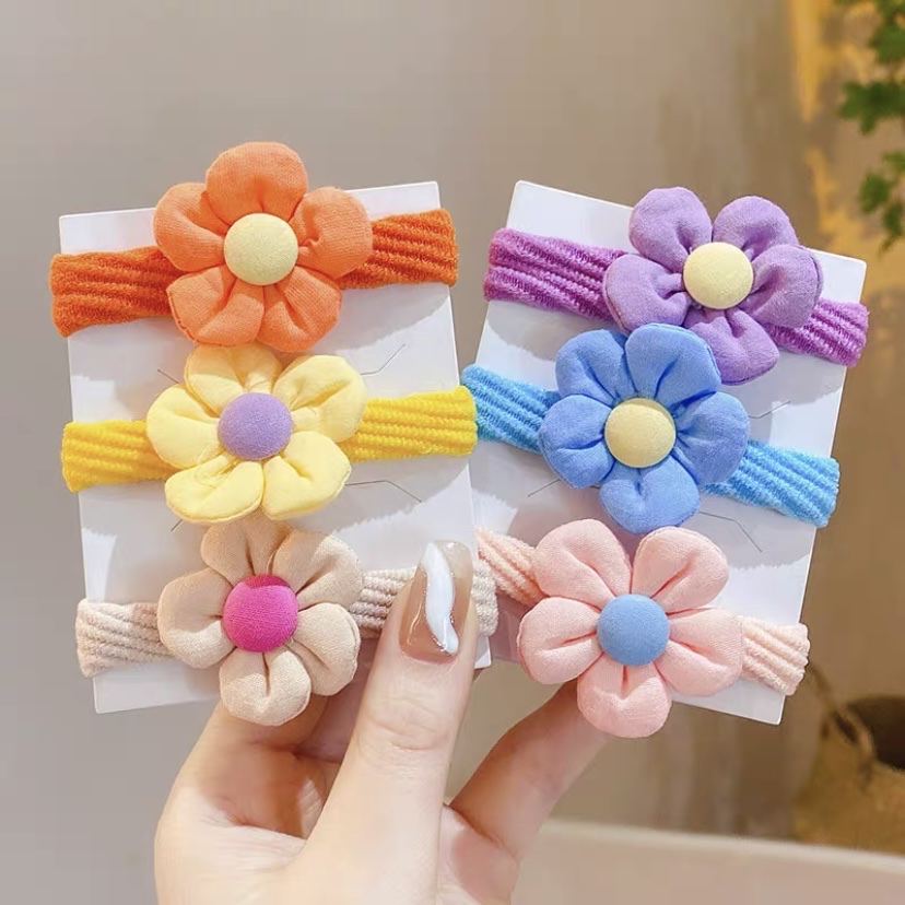 五瓣花/彩色/棉布花白底实物图