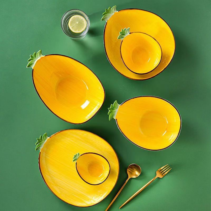 Yongsheng's new popular colored pineapple ceramic dinner plate Item Picture