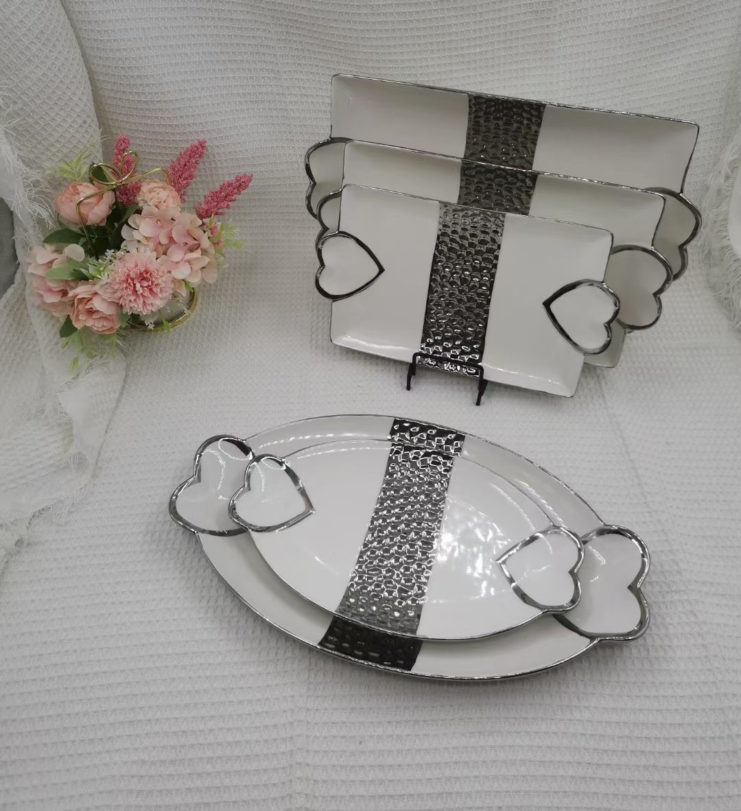 永盛爱心蜂窝纹电镀银色简约风