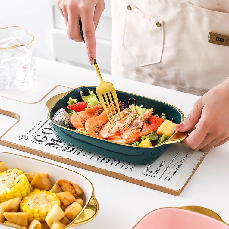 The Yongsheng high-end double-ear baking tray is available in the ins tableware oven Specification image