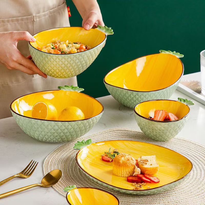 Yongsheng's new popular colored pineapple ceramic dinner plate Specification image