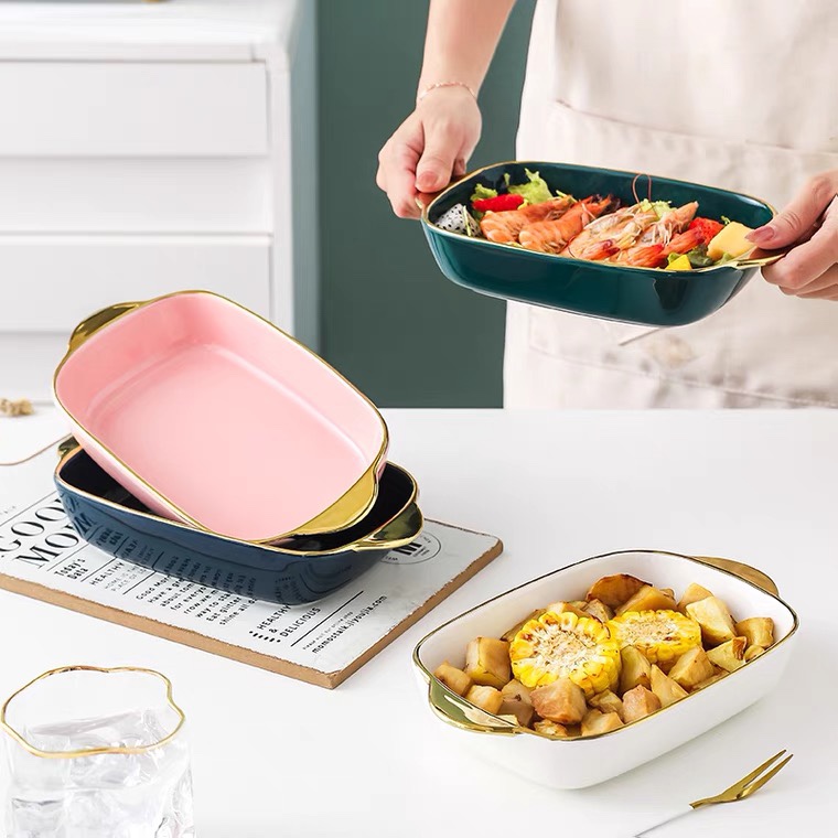The Yongsheng high-end double-ear baking tray is available in the ins tableware oven