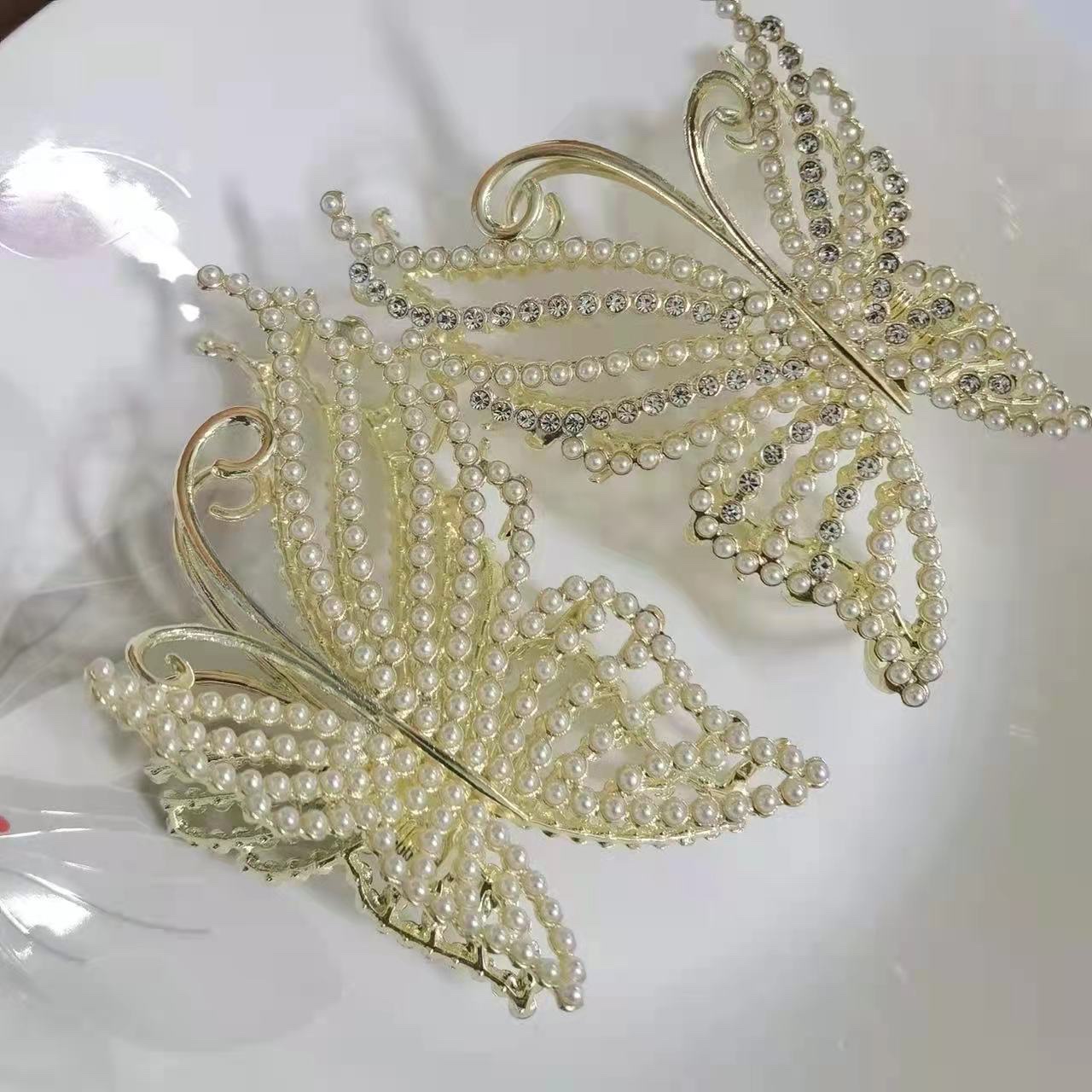 闻悦饰品发夹厂家直销合金大蝴蝶发夹