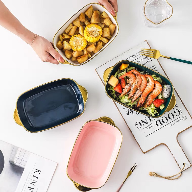 The Yongsheng high-end double-ear baking tray is available in the ins tableware oven Application Scenario