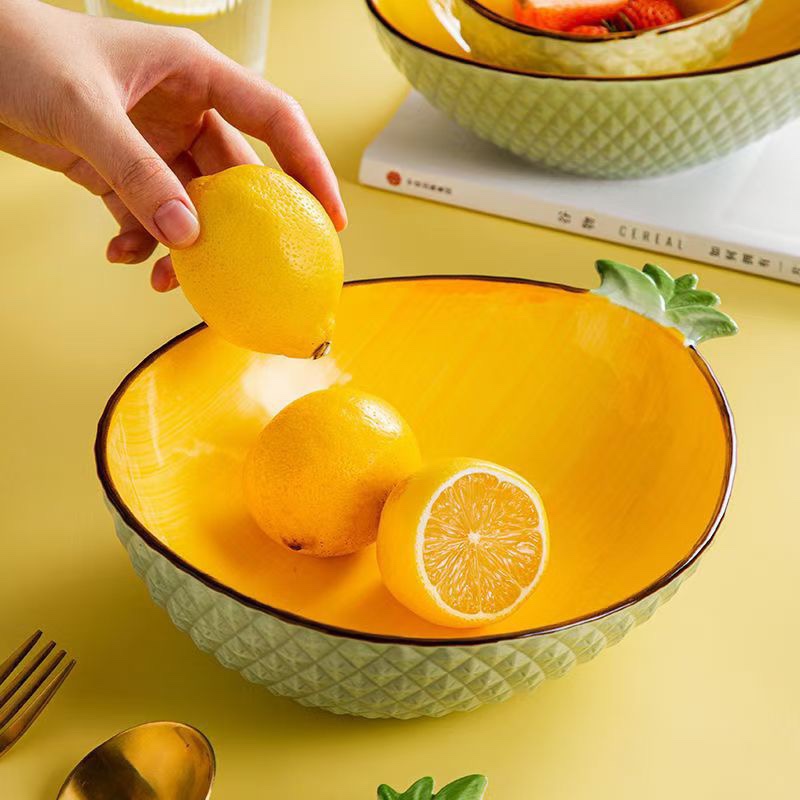 Yongsheng's new popular colored pineapple ceramic dinner plate details Picture