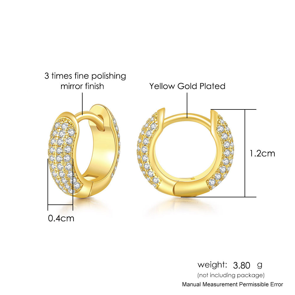 Wholesale of popular European and American micro-studded zircon ear loops for men and women, hip-hop ear rings, cross-border e-commerce, gold-plated earrings detail image 4