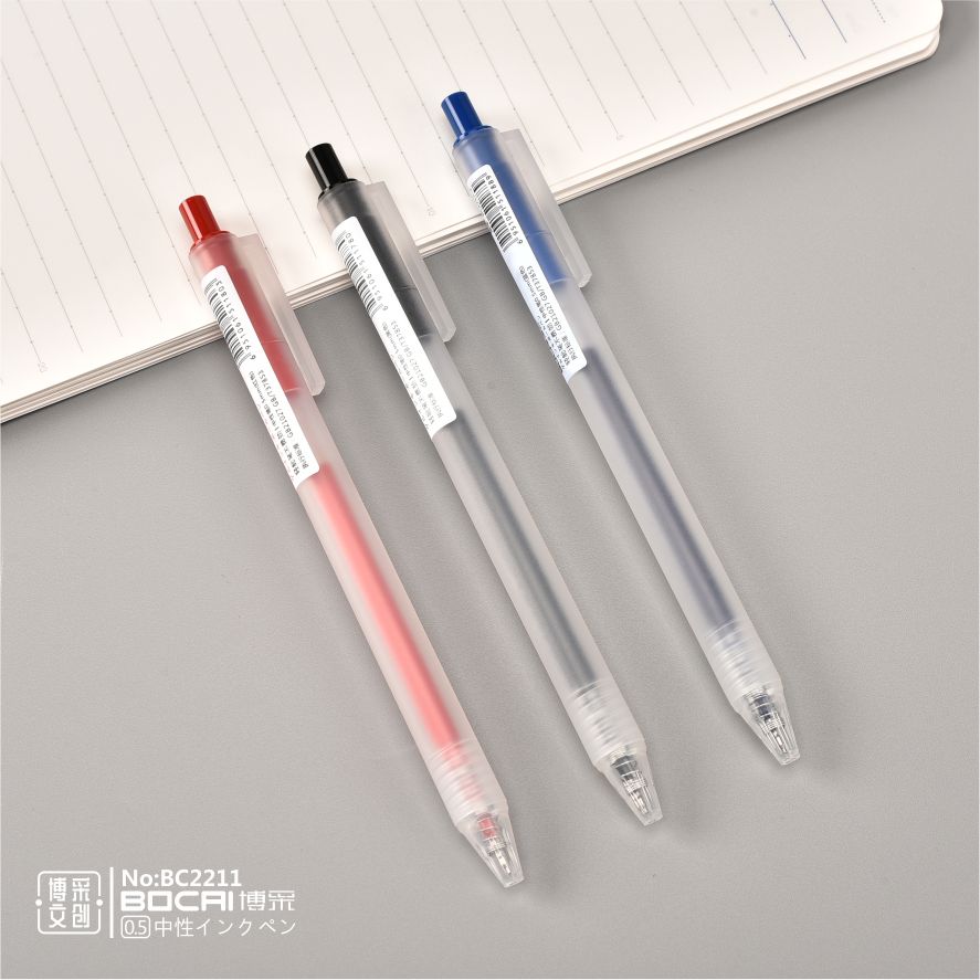 博采BC2211轻松笔ST头0.5黑红蓝学生磨砂按动中性笔水笔详情图2
