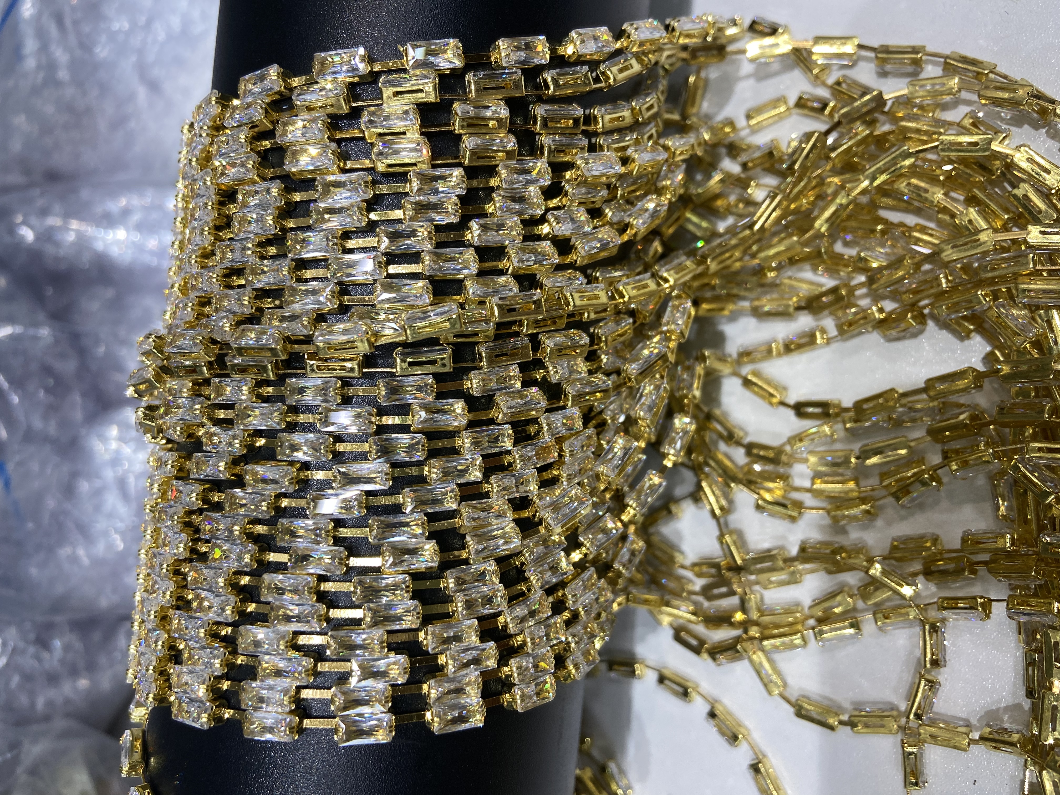 Rectangular zircon claw chain, thin claw blanks, can be electroplated, welded, heat-resistant, DIY accessories for shoes, clothing and accessories