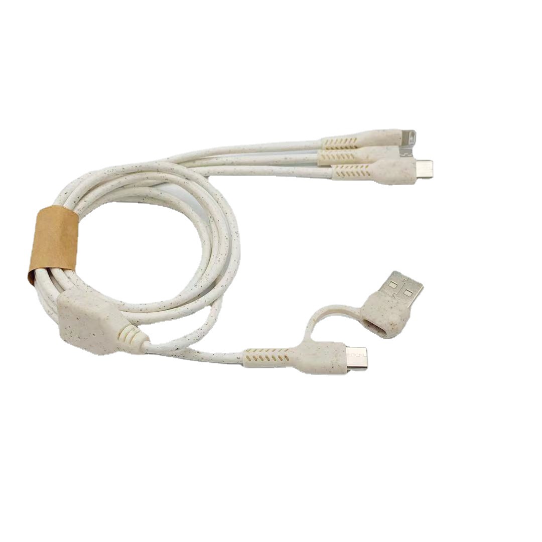Two-to-three wheat straw data cable. Wheat straw degradable multi-purpose mobile phone data cable detail image 9