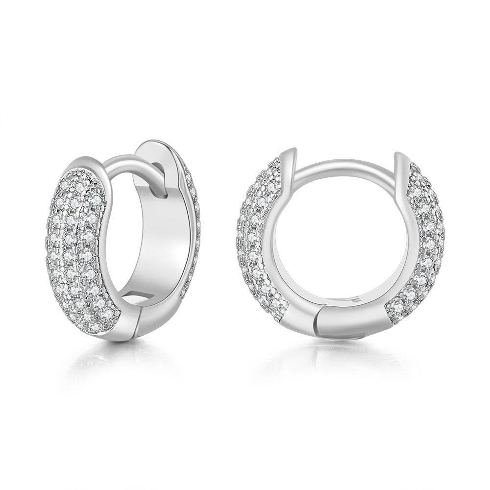 Wholesale of popular European and American micro-studded zircon ear loops for men and women, hip-hop ear rings, cross-border e-commerce, gold-plated earrings detail image 3