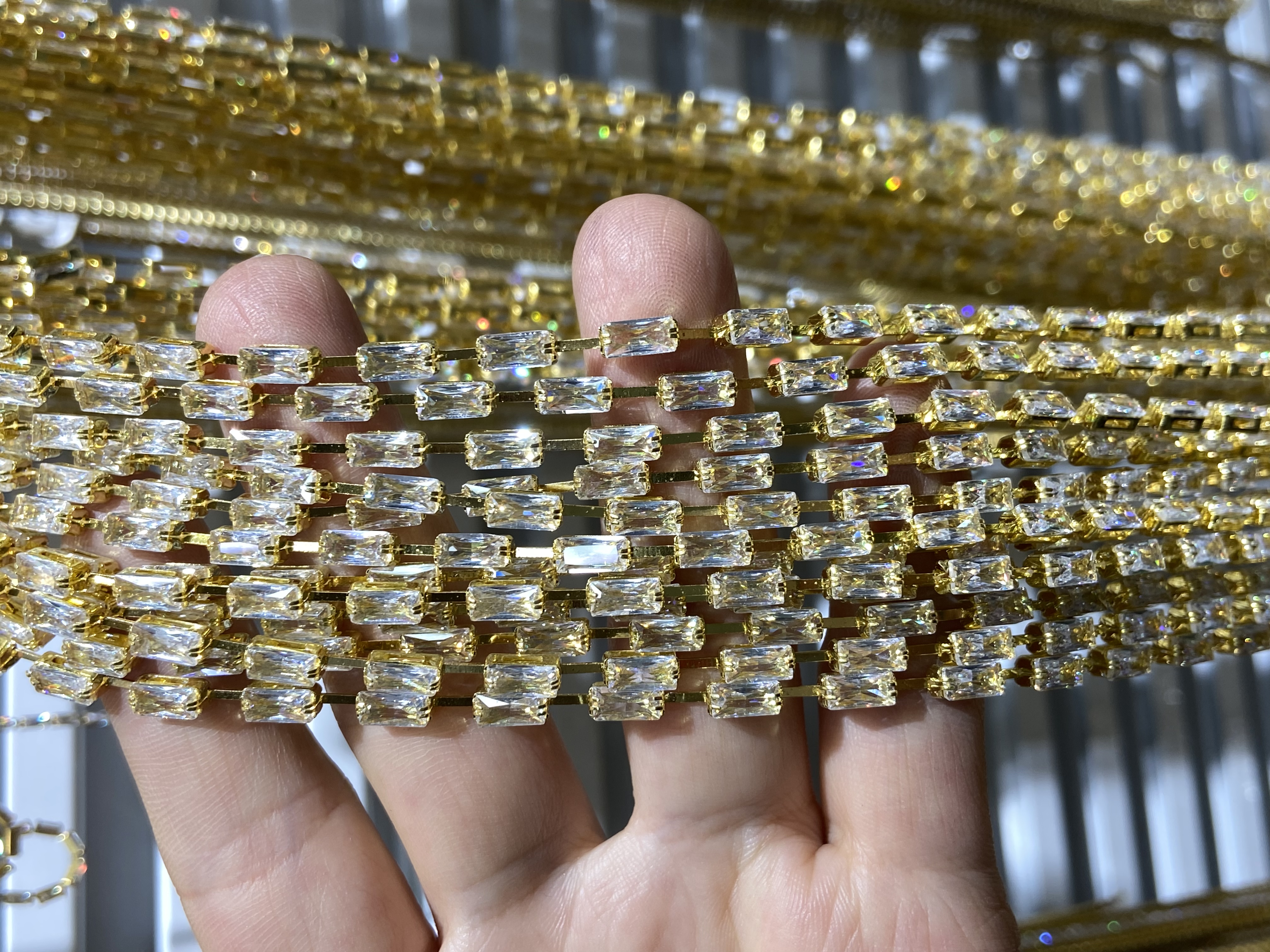 Rectangular zircon claw chain, thin claw blanks, can be electroplated, welded, heat-resistant, DIY accessories for shoes, clothing and accessories details Picture