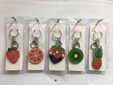 欧美外贸水果草莓柚子菠萝混款清装亚克力钥匙扣挂件