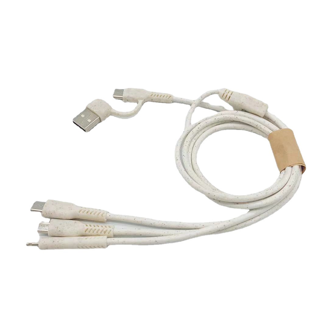 Two-to-three wheat straw data cable. Wheat straw degradable multi-purpose mobile phone data cable detail image 8