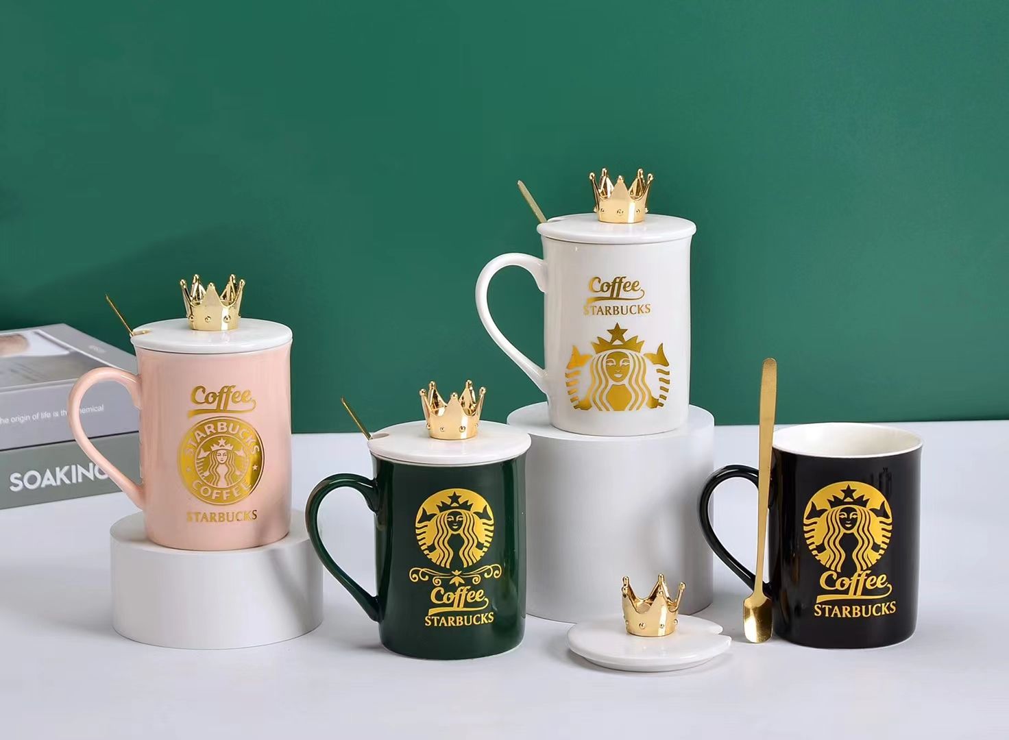 方圆陶瓷皇冠顶部高端大牌水杯带勺单个彩盒包装FYU685258详情图4