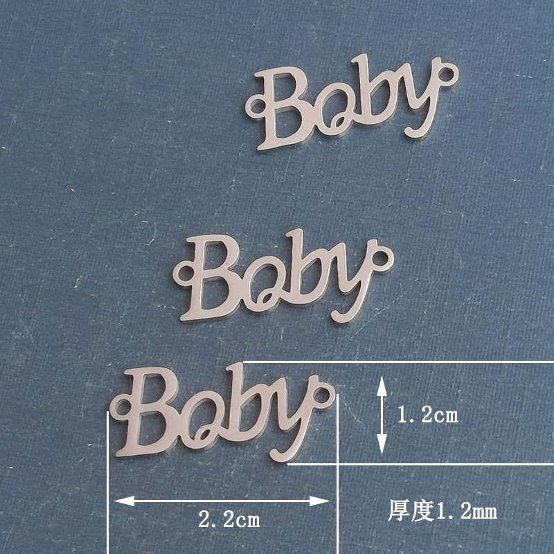 baby字母钛钢不锈钢饰品吊坠配件手链项链DIY跨境外贸 详情图2