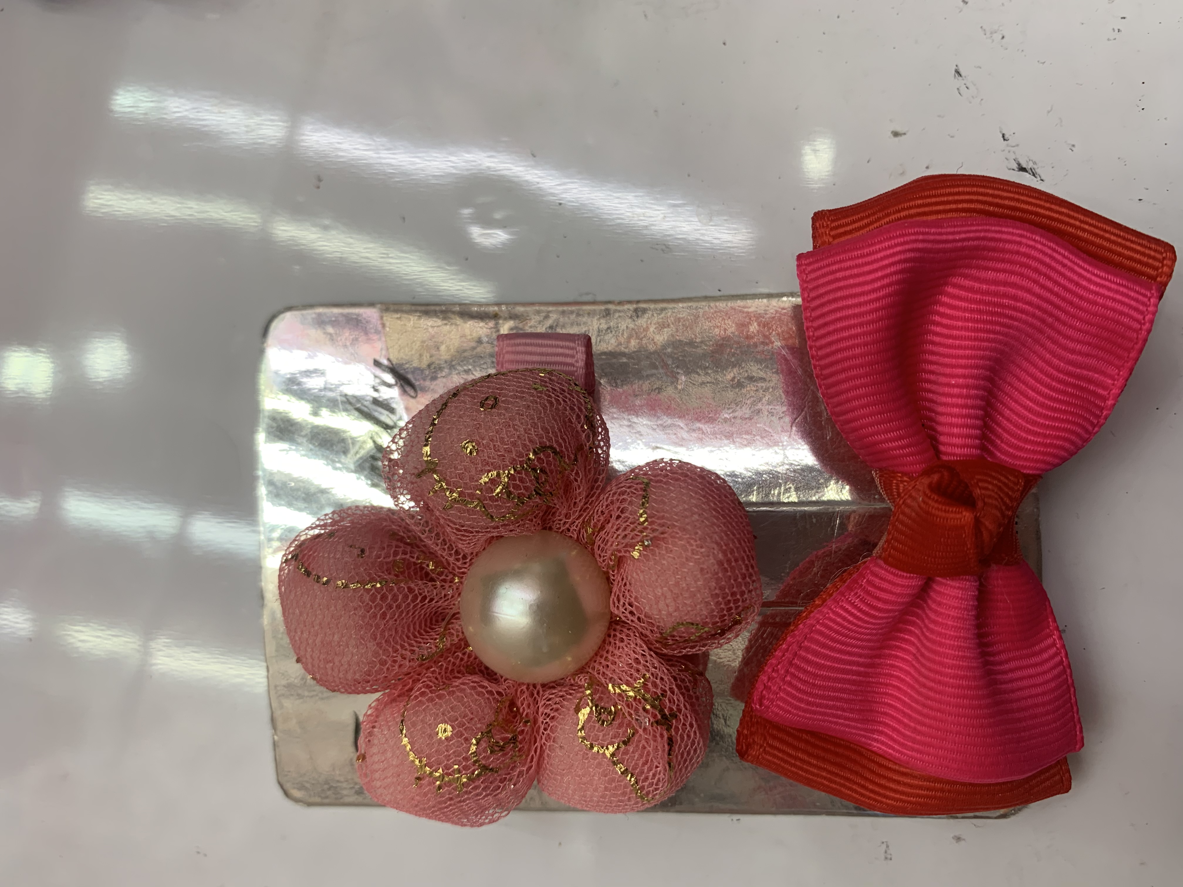 网球＋蝴蝶结/鸭夹/饰品白底实物图