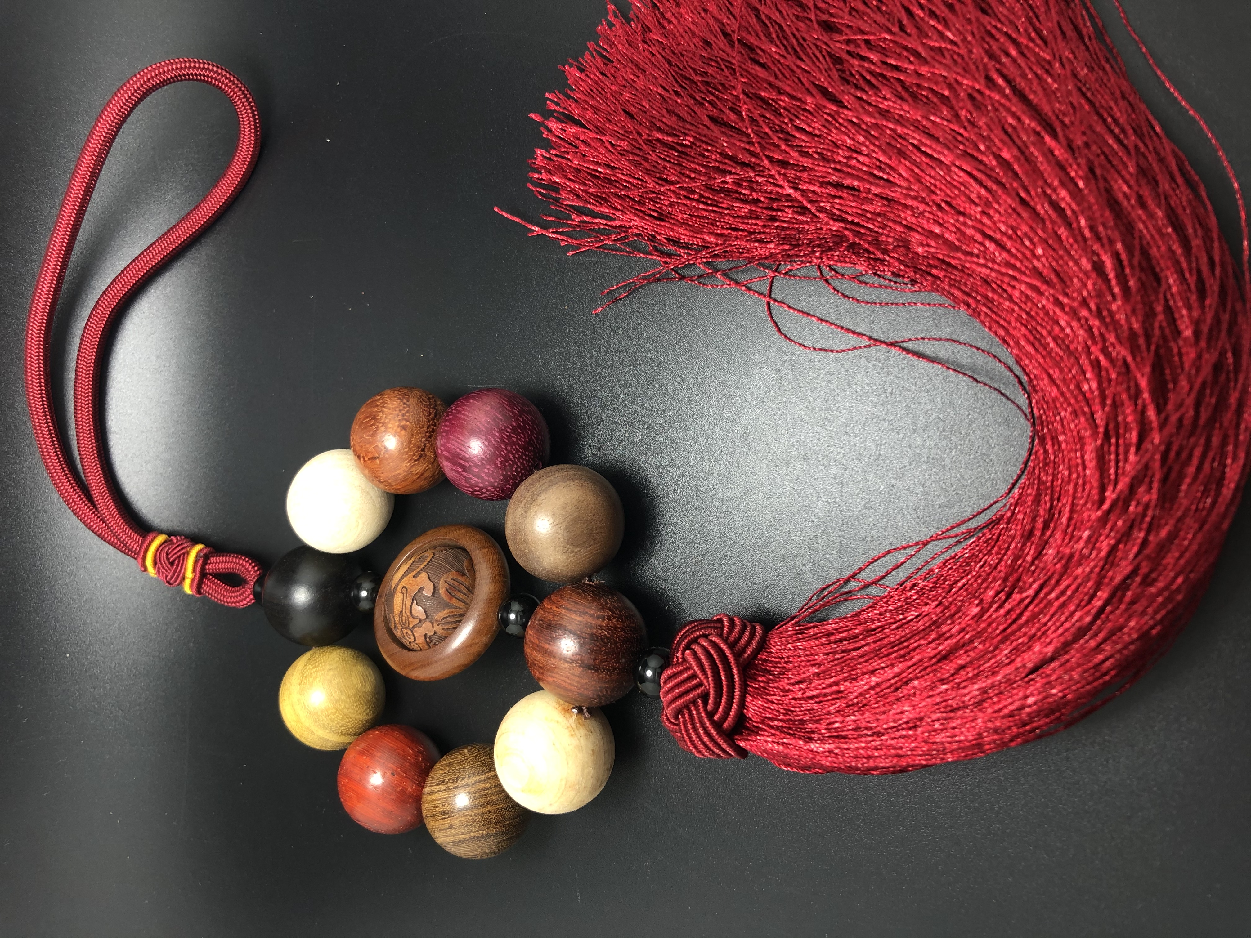 Natural sandalwood multi-treasure pearl cultural play Buddhist prayer beads peace car pendant: Store 8091, Zone D, 3rd Floor, Phase I of Yiwu International Trade City Specification image