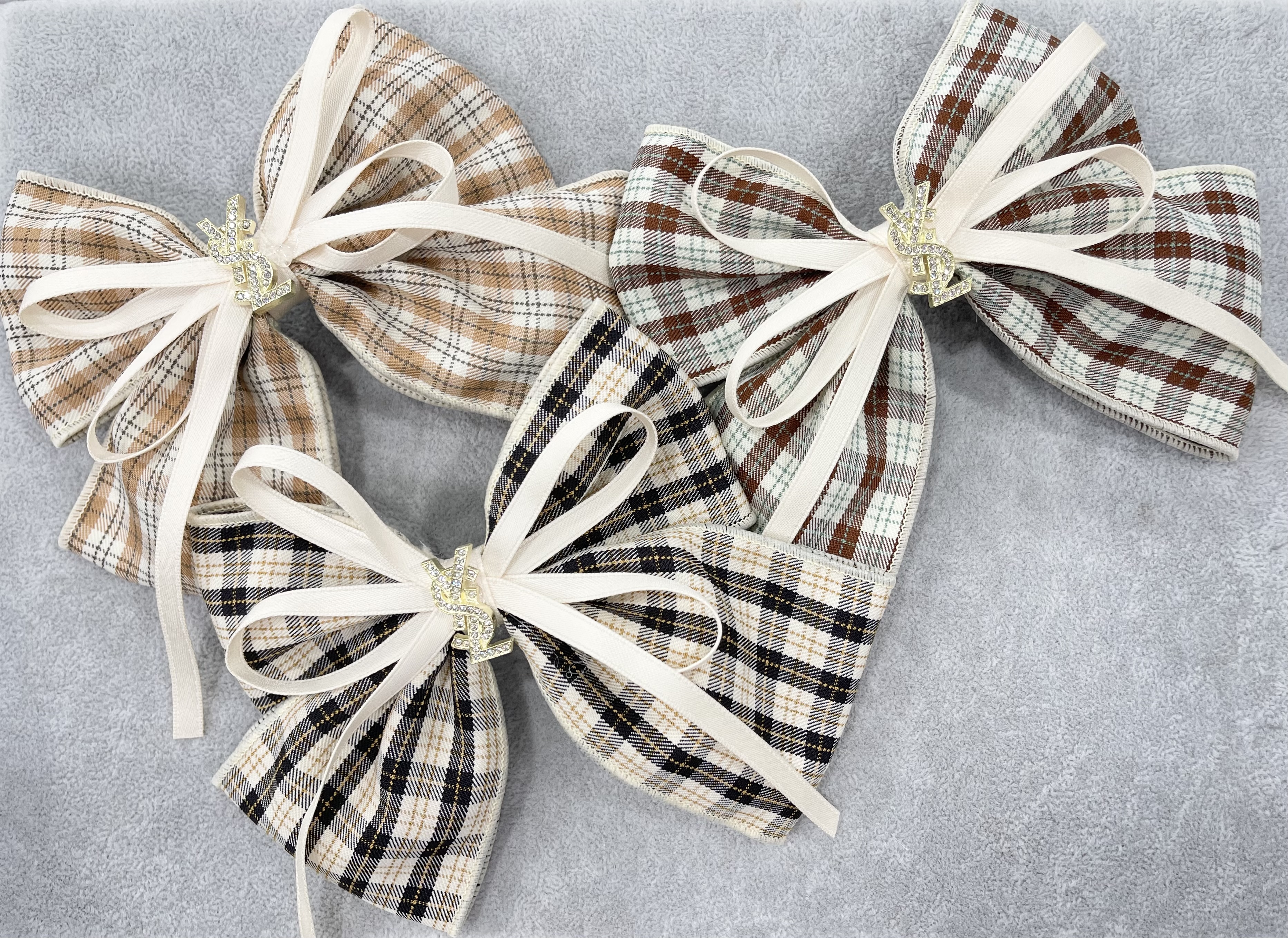 新款千鸟格头饰蝴蝶结发夹侧边夹少女头花马尾辫顶夹后脑勺发卡子 丁丁饰品64