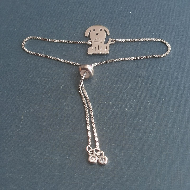 Cross-border supply zodiac pendant, cute Wangwang Dog, titanium steel stainless steel, fashionable and trendy dog bracelet manufacturer wholesale detail image 3