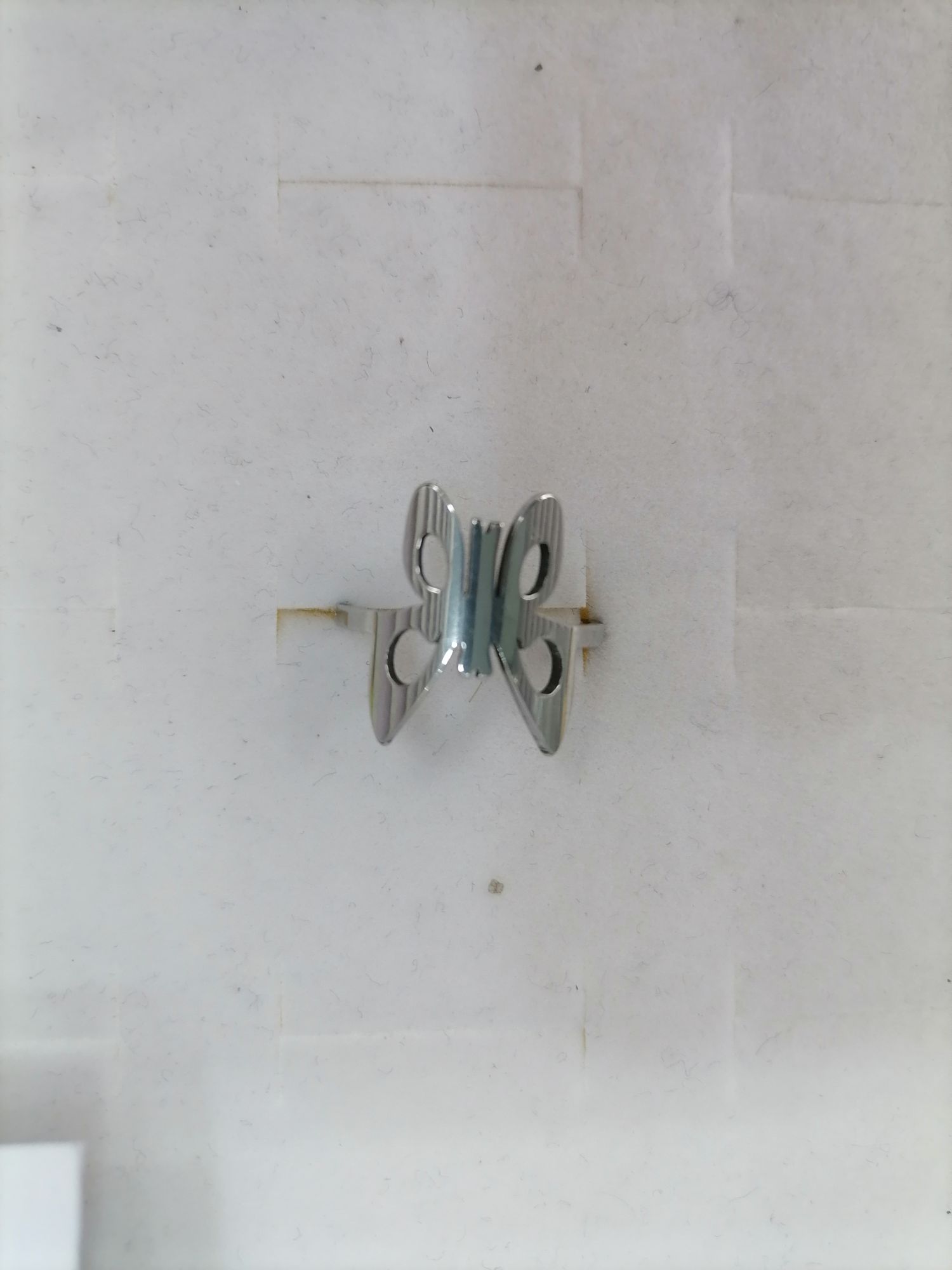 Titanium steel steel color cut hollowed-out butterfly ring, Red Star Jewelry 033-013