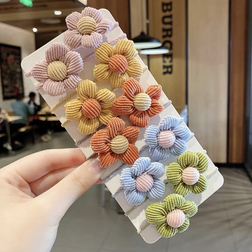 灯芯绒五瓣花彩色花朵现货