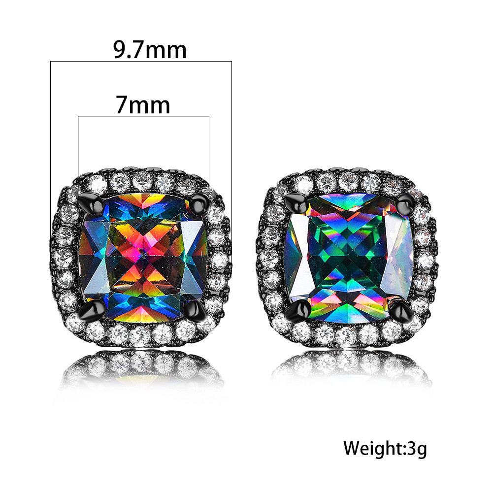 European and American bestsellers, fashionable and simple square zirconia stud earrings, ins niche design earrings cross-border detail image 5