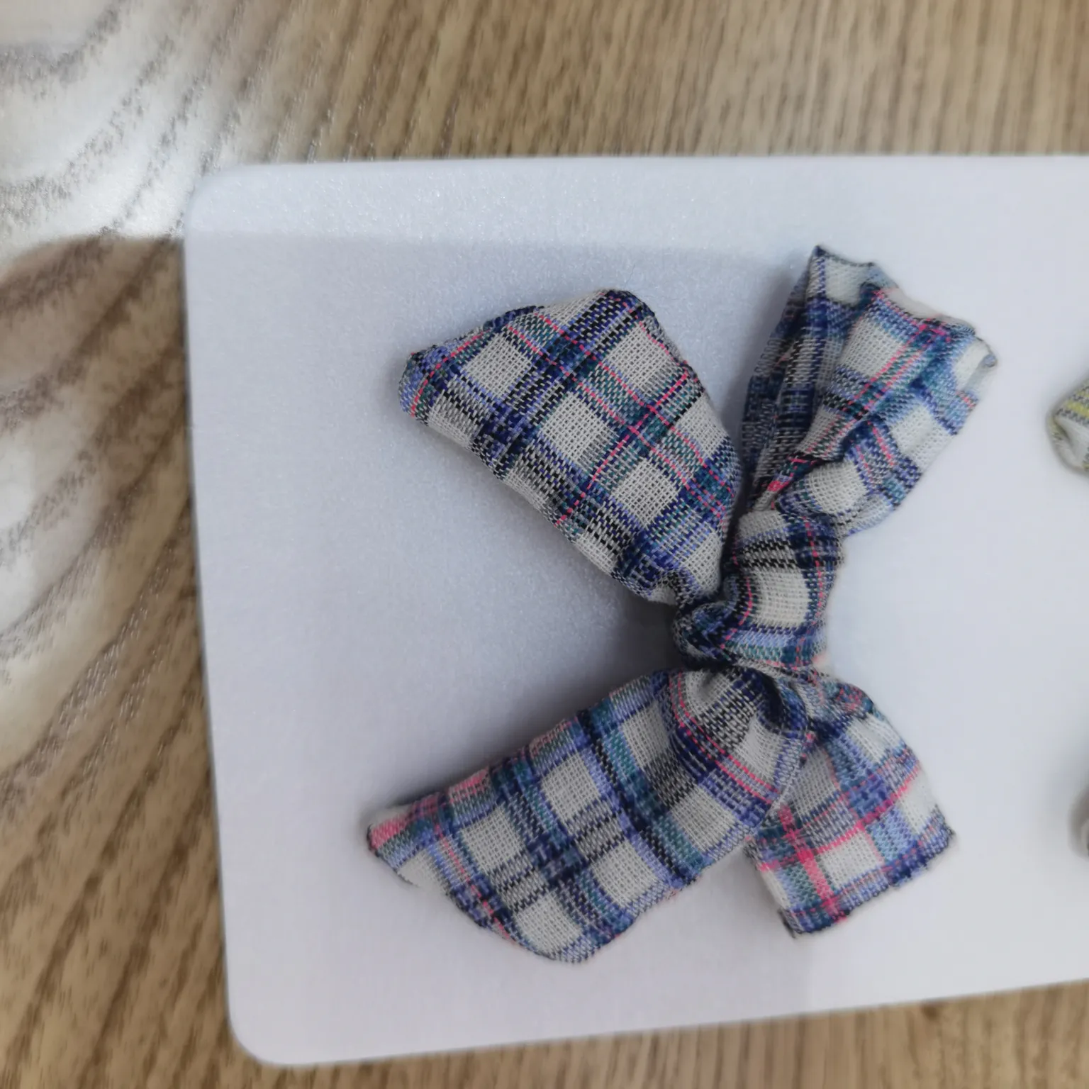 Checkered cotton hand-held butterfly bow tie 004- Tibetan blue Specification image