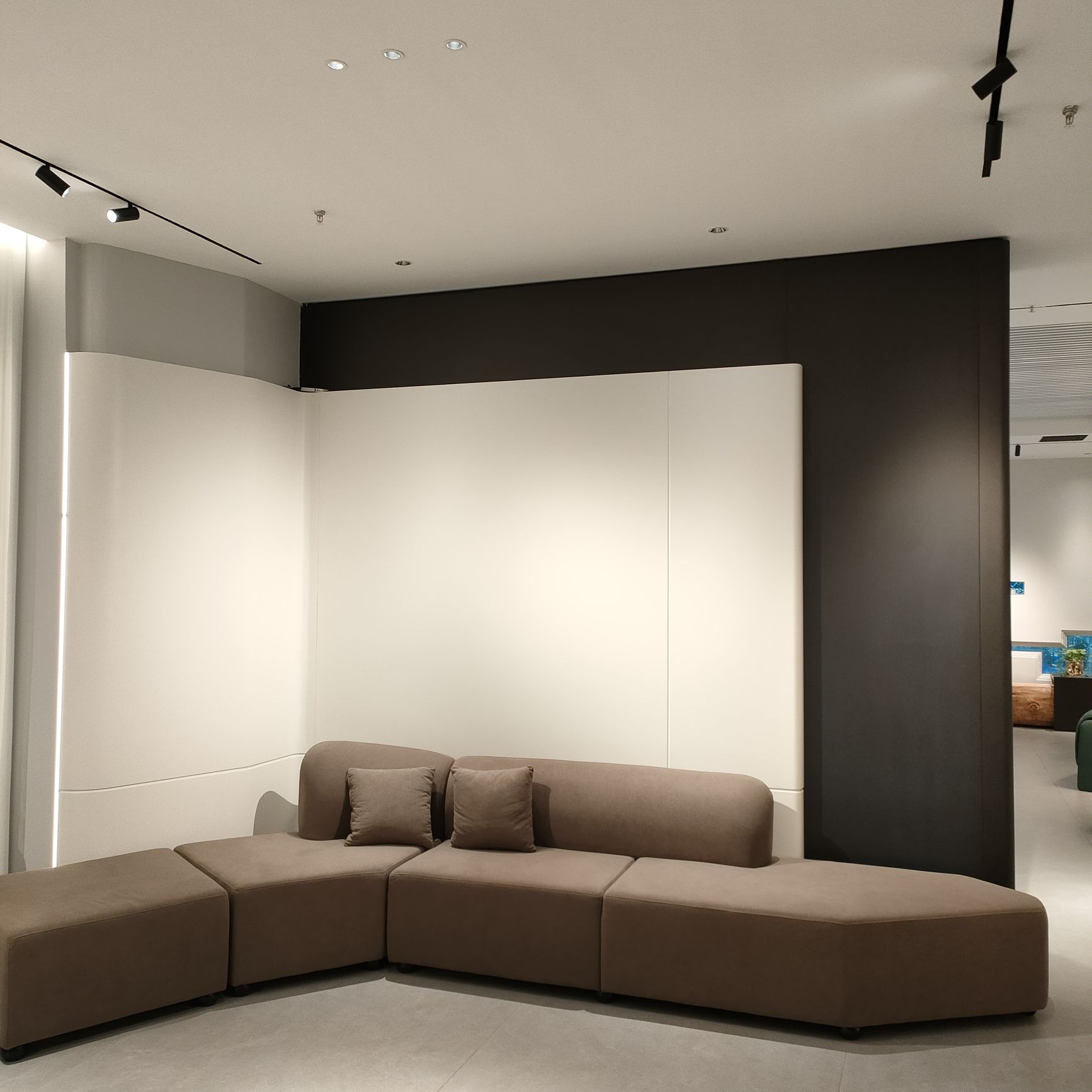 Yaoju Furniture's full-house customized modern light luxury style arc-shaped sofa background