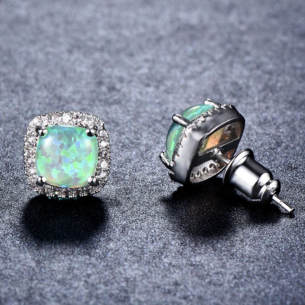 European and American bestsellers, fashionable and simple square zirconia stud earrings, ins niche design earrings cross-border detail image 9