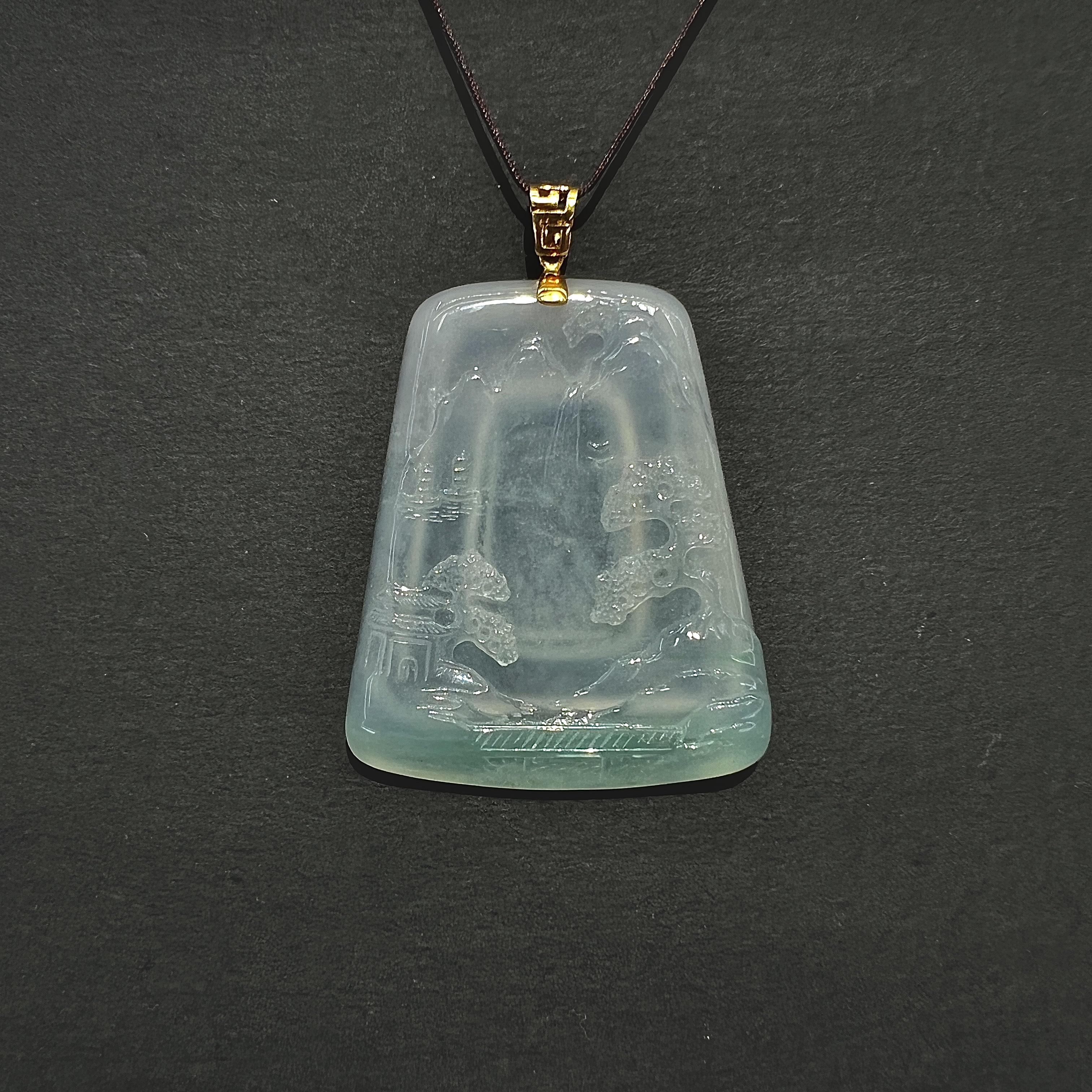 【 Oriental Jade 】 Natural jadeite, Grade A, ice-type, gelatinous, mountain and water brand jadeite neckwear, jade and jewelry