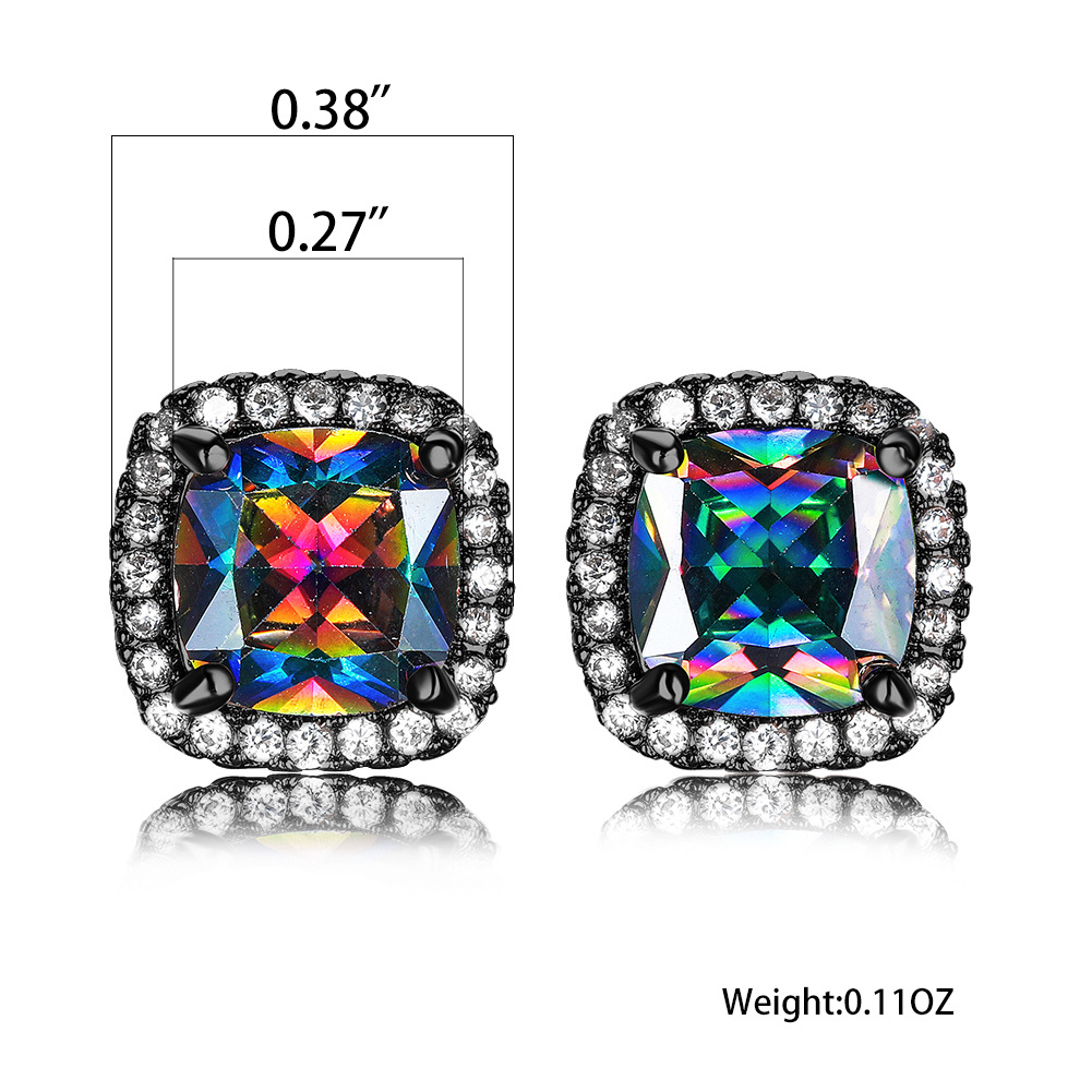 European and American bestsellers, fashionable and simple square zirconia stud earrings, ins niche design earrings cross-border detail image 6