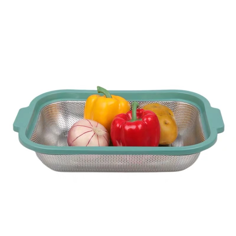 New stainless steel perforated square baskets, multi-purpose vegetable washing baskets, water control basins, draining baskets, plastic edge baskets, net baskets, leaky basins and fruit baskets Application Scenario