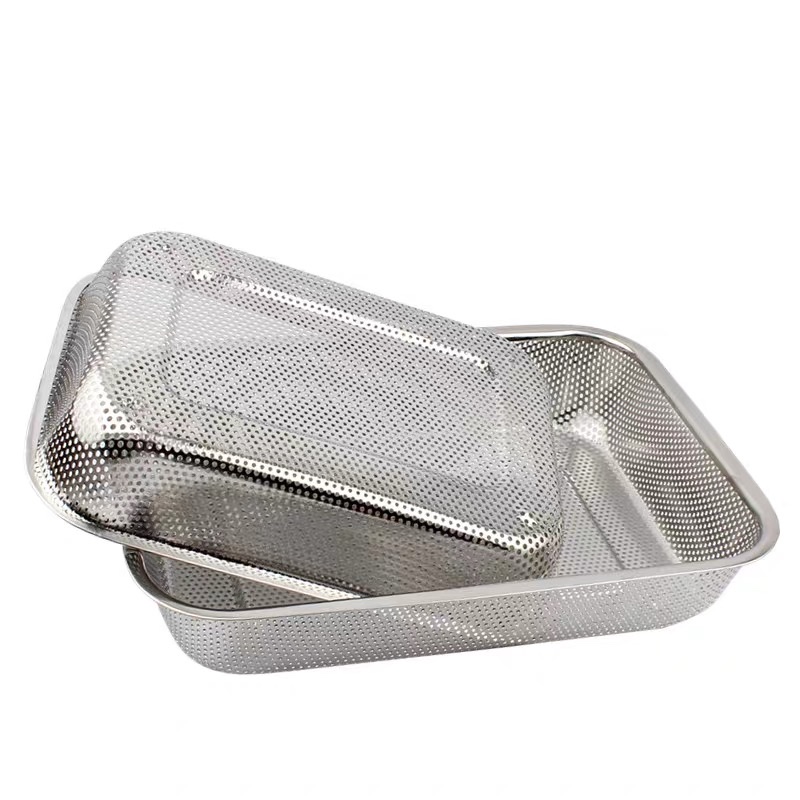 Stainless steel leaky baskets, multi-purpose sieve basins, vegetable washing basins, leaky basins, fruit baskets, multi-purpose baskets with multiple holes, and vegetable and fruit draining basins Specification image