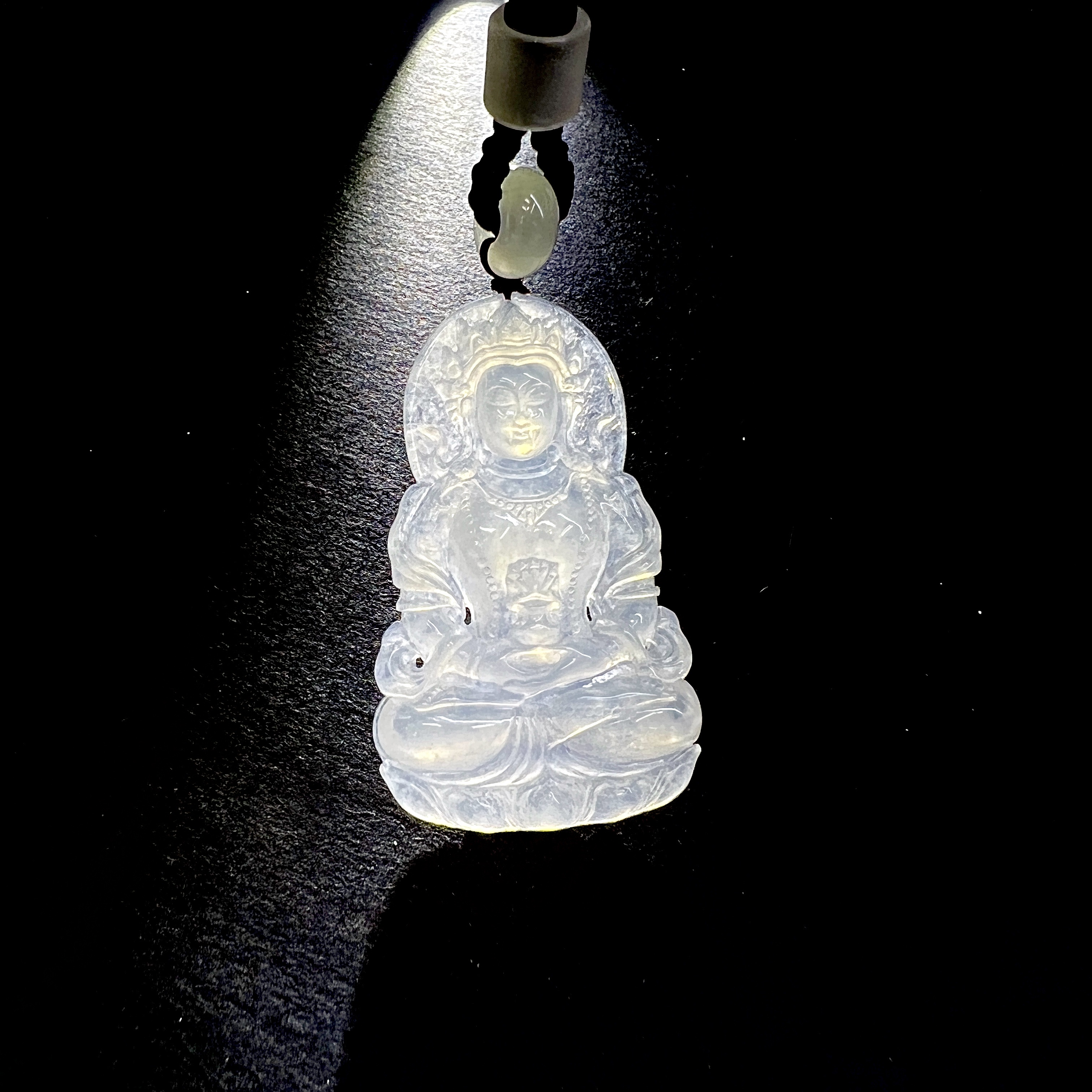 【 Oriental Jade 】 Natural Burmese jadeite A-grade White Ice Tara Guanyin jadeite necklace and jade jewelry details Picture