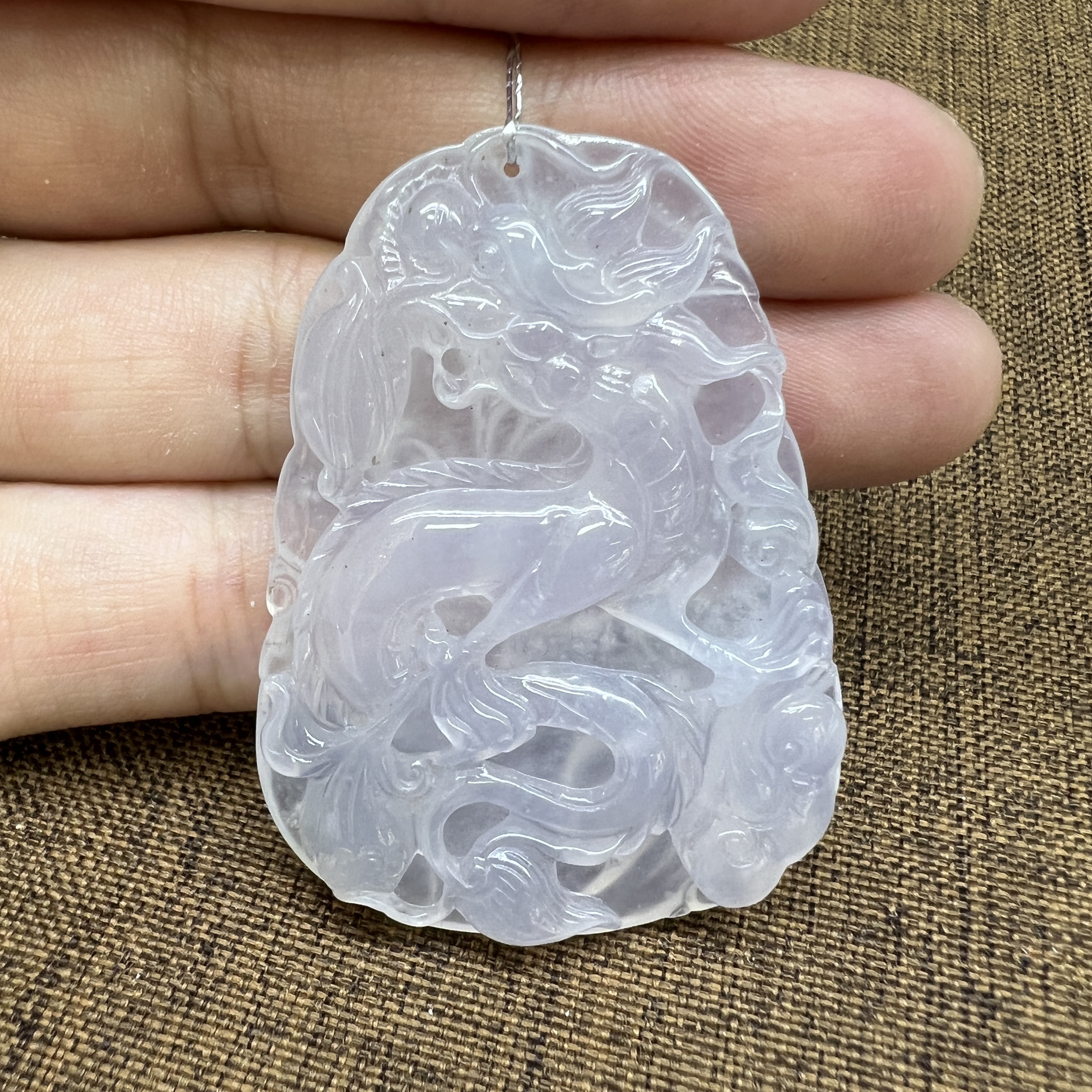 【 Oriental Jade 】 Natural Burmese jadeite A-grade White Ice Dragon brand jadeite neckwear and jade jewelry details Picture