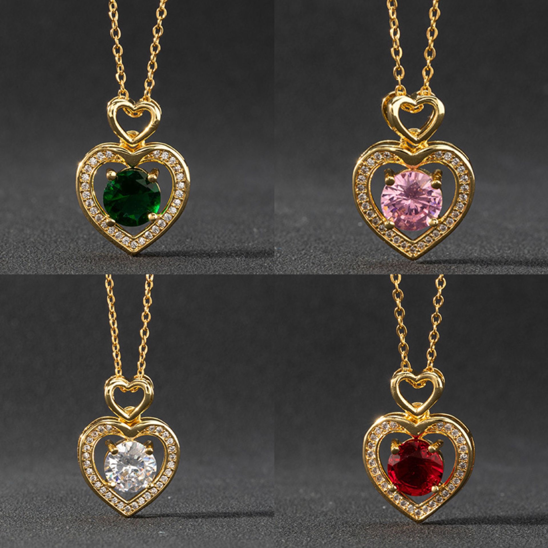Fashionable zircon heart-shaped necklace pendant, cold and aloof style for women, hip-hop long hoodie sweater chain, Instagram trend