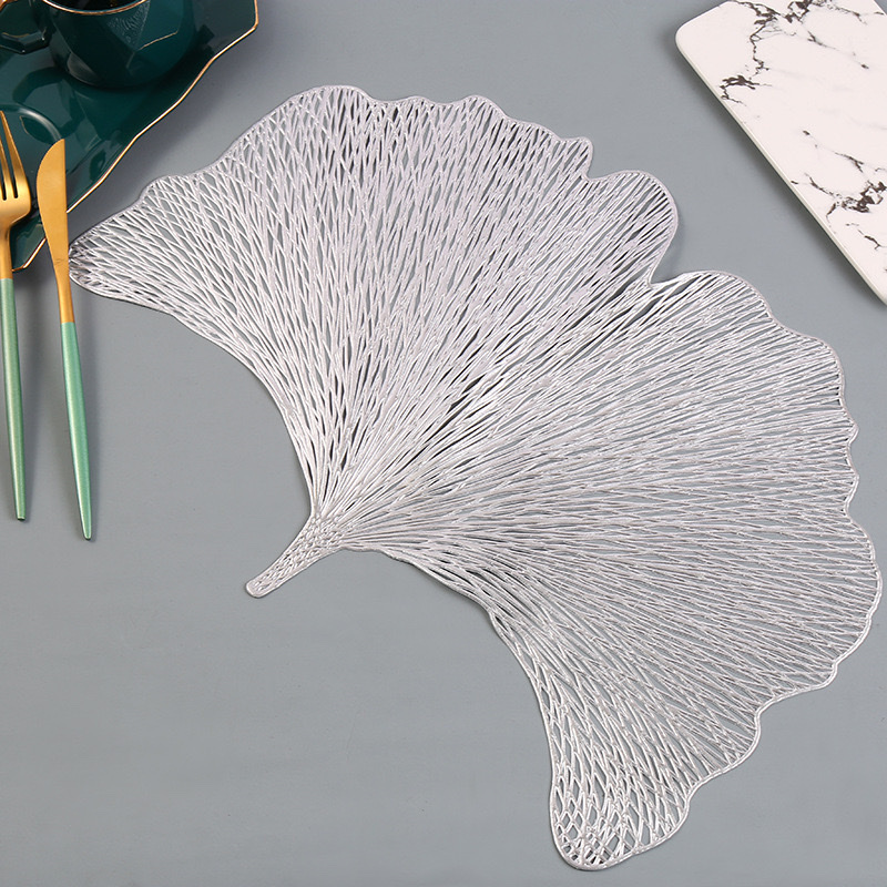 New creative Nordic-style PVC gold-embossed placemats, anti-slip MATS, table MATS, ginkgo leaf MATS, leaf placemats details Picture