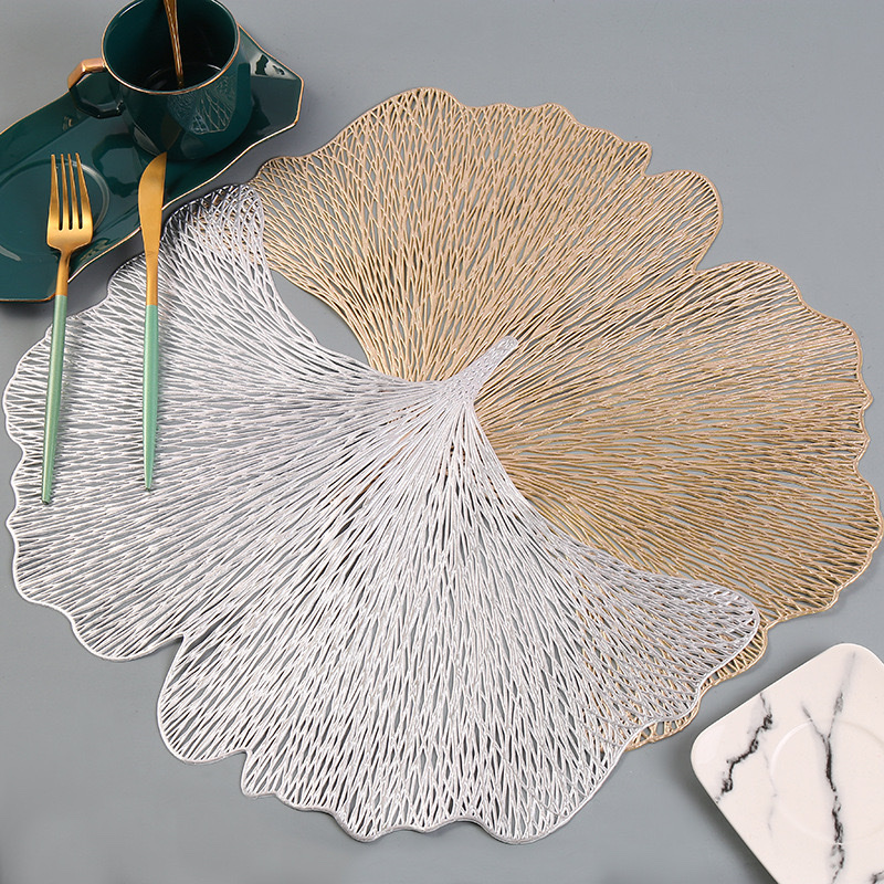 New creative Nordic-style PVC gold-embossed placemats, anti-slip MATS, table MATS, ginkgo leaf MATS, leaf placemats Item Picture