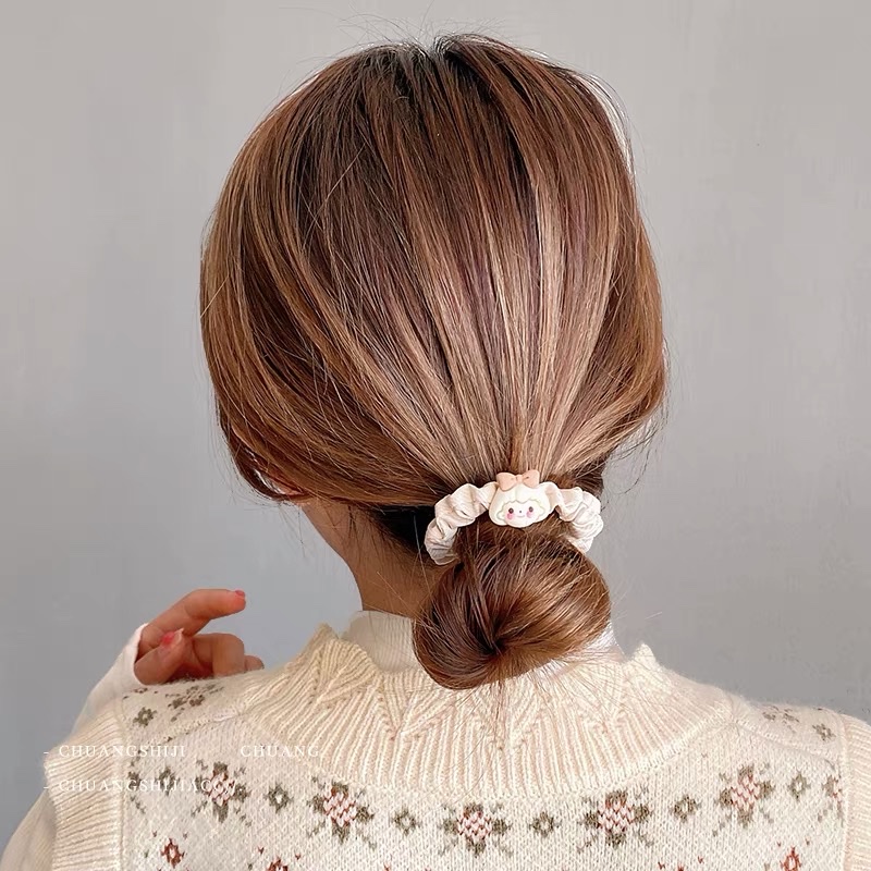 Emiya Korean style hair tie, elegant bun hairstyle for girls, large intestine hair band, popular summer leather band hair tie, 2021 New Style 048 details Picture