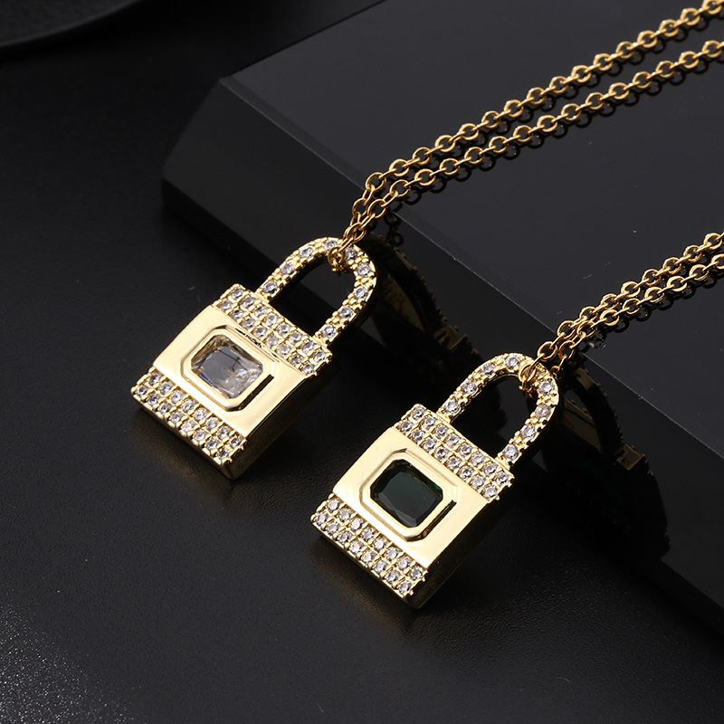 High-end, niche design, full diamond, light luxury, retro and individual lock necklace pendant, elegant, versatile, simple collarbone chain details Picture