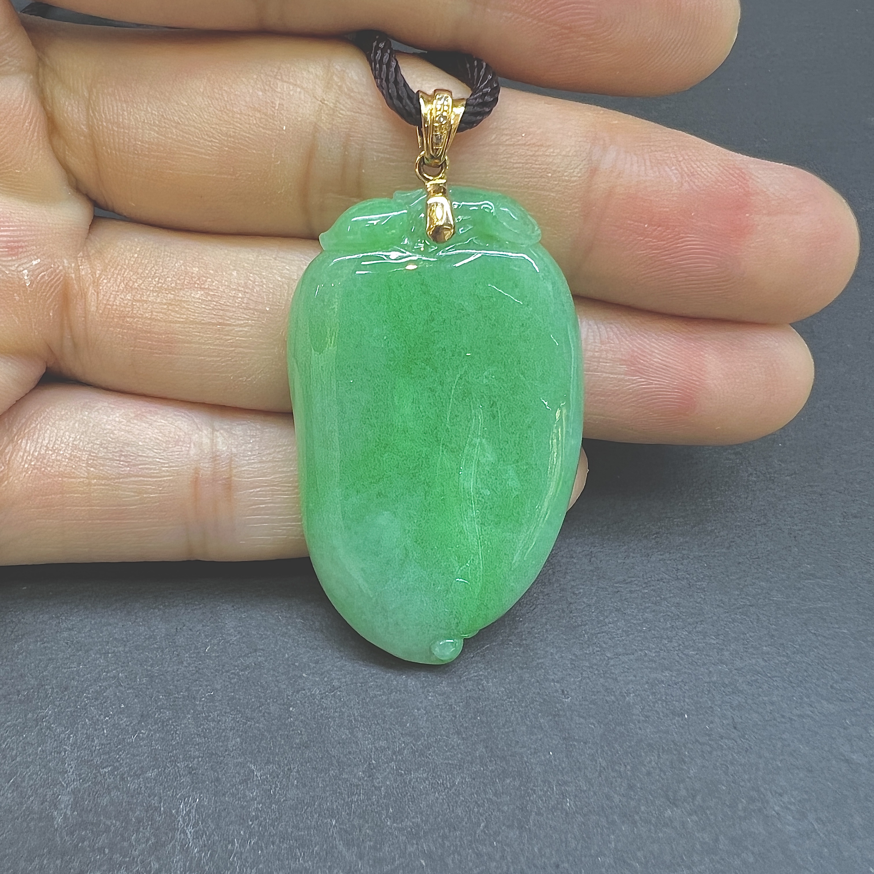 【 Oriental Jade 】 Natural Burmese jadeite A-grade full green gourd jadeite necklace jade jewelry Specification image